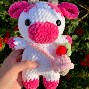 Crochet Chunky Cow Stuffed Toy - crochet cow - crochet cow stuffed toy - crochet animal - black and white cow