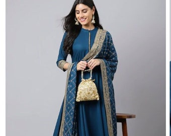 Women Teal Blue Anarkali Suit Dupatta,readymade salwar kameez,anarkali suit,indian pakistani wedding dresses for women,ladies ready to wear