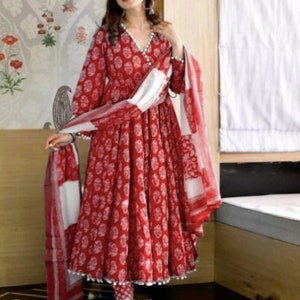 UK Next Day,Red Plus Size Anarkali Salwar Kameez Dupatta Ready To Wear,plus size clothing,plus size tops,salwar kameez ,indian suit,kurti