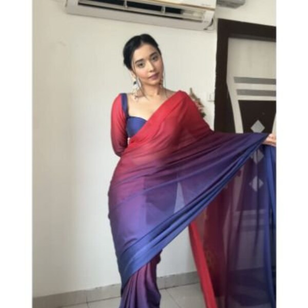 Pink Shaded 1 Minute Saree Ready to Wear Silk Sari