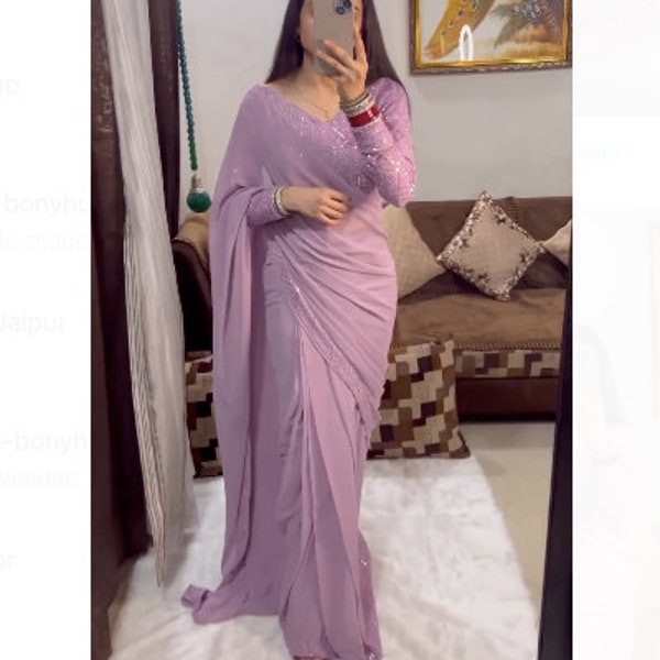 One Minute Saree Lavender Ready to Wear Sari