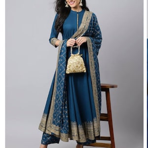 Women Teal Blue Anarkali Suit Dupatta,readymade salwar kameez,anarkali suit,indian pakistani wedding dresses for women,ladies ready to wear