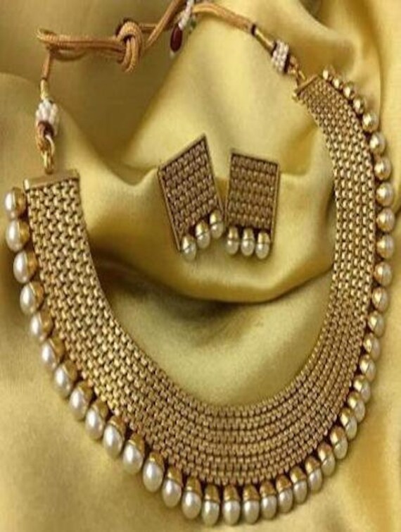 Gold Pearl Necklace Set for Women 