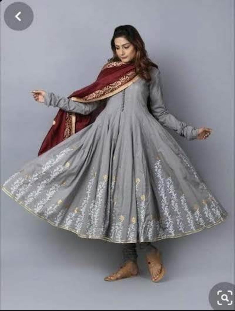 Grey Red Salwar Kameez Dupatta Readymade Suit