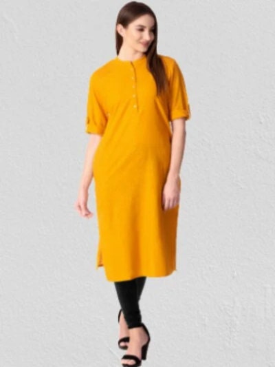 Viscose Rayon Calf Long Women Mustard Yellow & Blue Solid Kurta with  Trousers & Dupatta at best price in Delhi