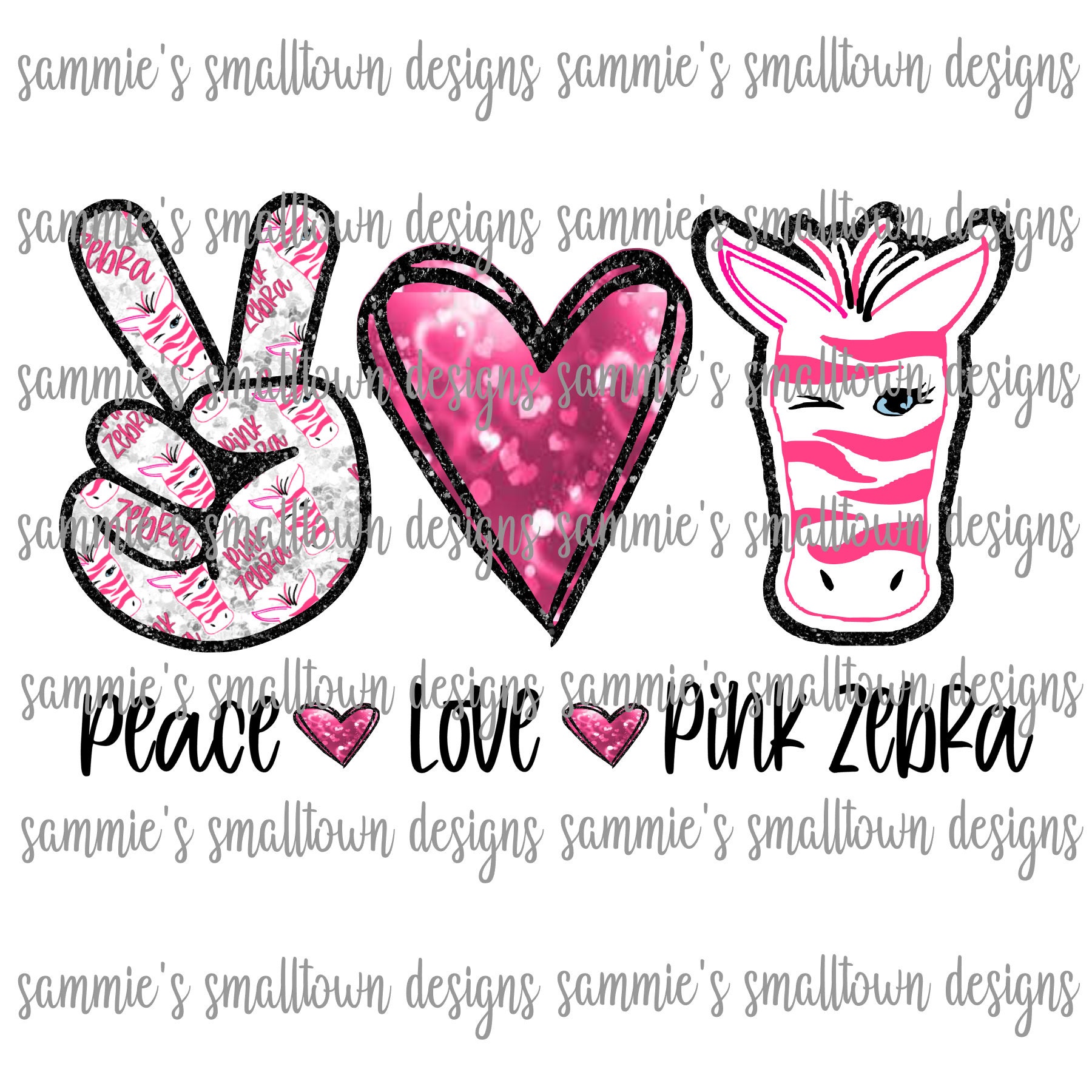 Peace love pink zebra | Etsy