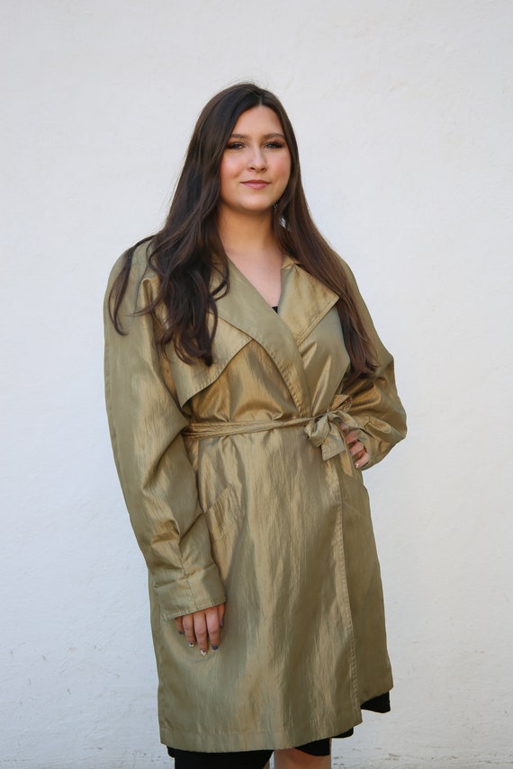 Vintage Trench Coat : Metallic Gold, - image 3