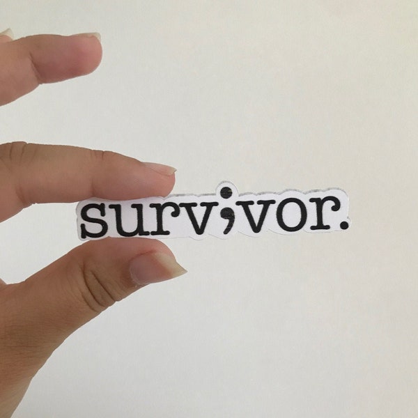 PREMIUM Semicolon Survivor Sticker *WATERPROOF* | laptop sticker, water bottle sticker, car sticker, sticker decal