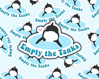 PREMIUM Empty the Tanks Orca Killer Whale Sticker *WATERPROOF* | laptop sticker, water bottle sticker, car sticker, sticker decal