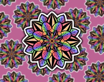 PREMIUM Rainbow Mandala Sticker *WATERPROOF* | laptop sticker, water bottle sticker, car sticker, sticker decal