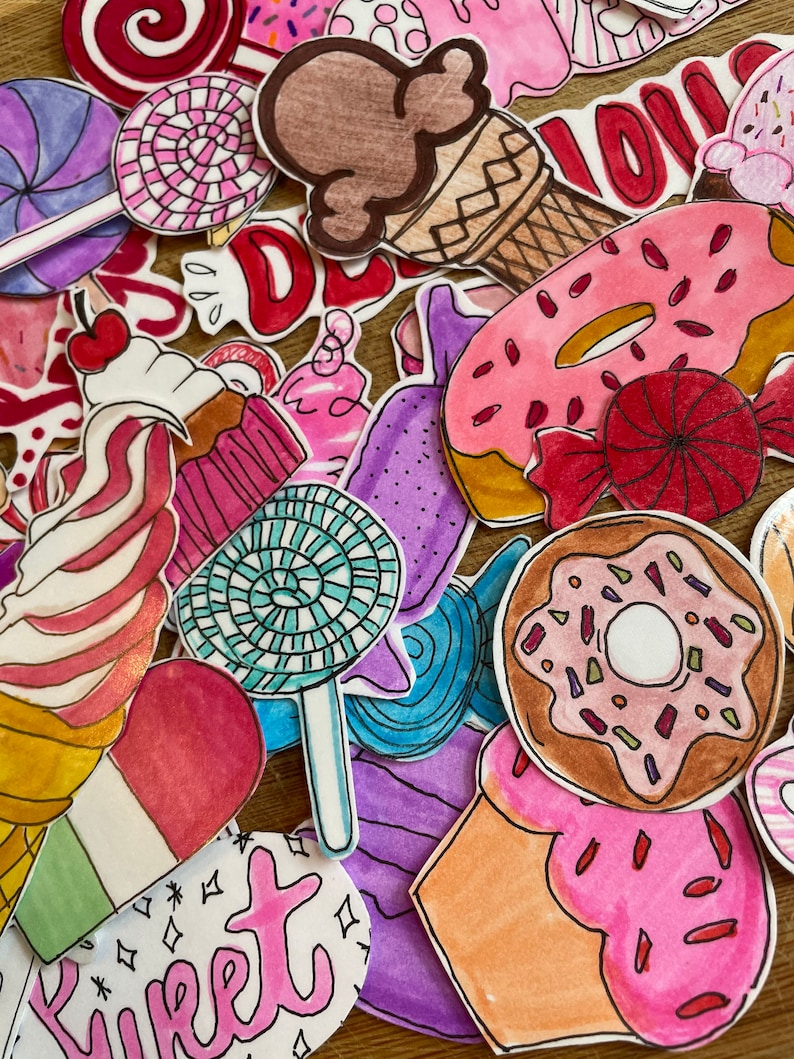 10 Candy Themed Stickers / Hippie Indie Retro Sweet Sticker Etsy