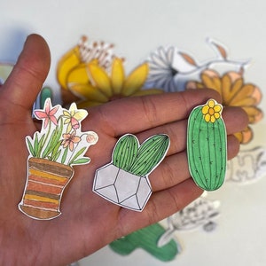 5 naklejek botanicznych / Pakiet naklejek botanicznych boho z kwiatowym wzorem