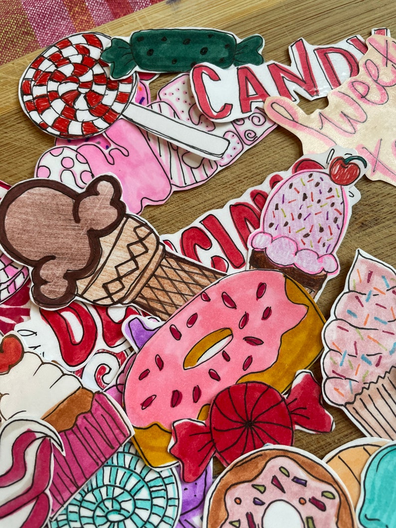 10 Candy Themed Stickers / Hippie Indie Retro Sweet Sticker Etsy