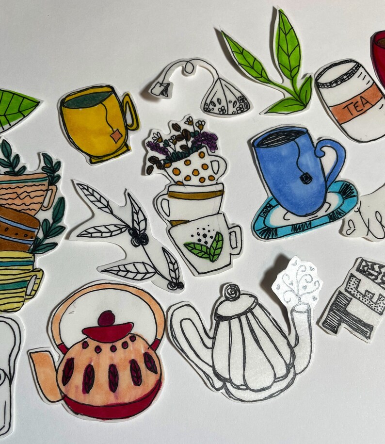 10 Tea Themed Stickers / Tea Sticker Pack / Surprise Mystery Package ...