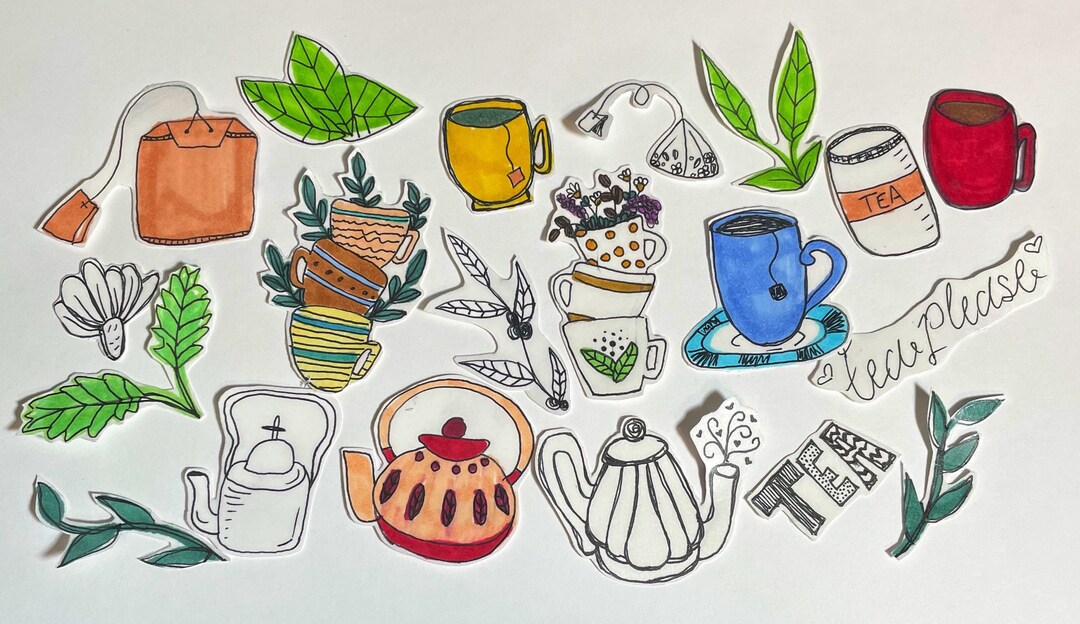 10 Tea Themed Stickers / Tea Sticker Pack / Surprise Mystery Package ...
