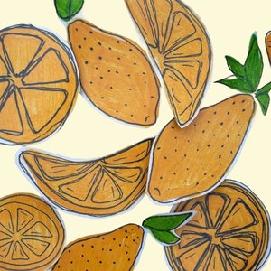 10 autocollants de citron aléatoires / Pack d’autocollants sur le thème du citron botanique Boho / dessinés à la main