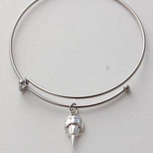 Horseshoe Crab Silver Charm Bangle Bracelet - sterling silver plate