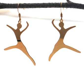 Dancer Dangle Earrings - 14k gold plate, 14k gold over sterling ear wires