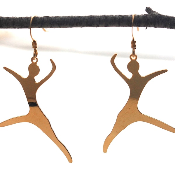 Dancer Dangle Earrings - 14k gold plate, 14k gold over sterling ear wires