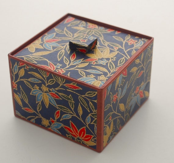Vintage Japanese Handmade Jewelry Box - washi pap… - image 2