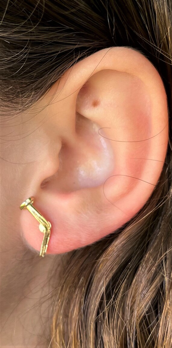 Bent Nail Hardware Stud Earrings gold