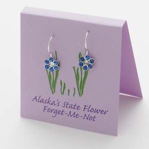 Alaska Forget Me Not Dangle Earrings - sterling silver/Swarovski crystal