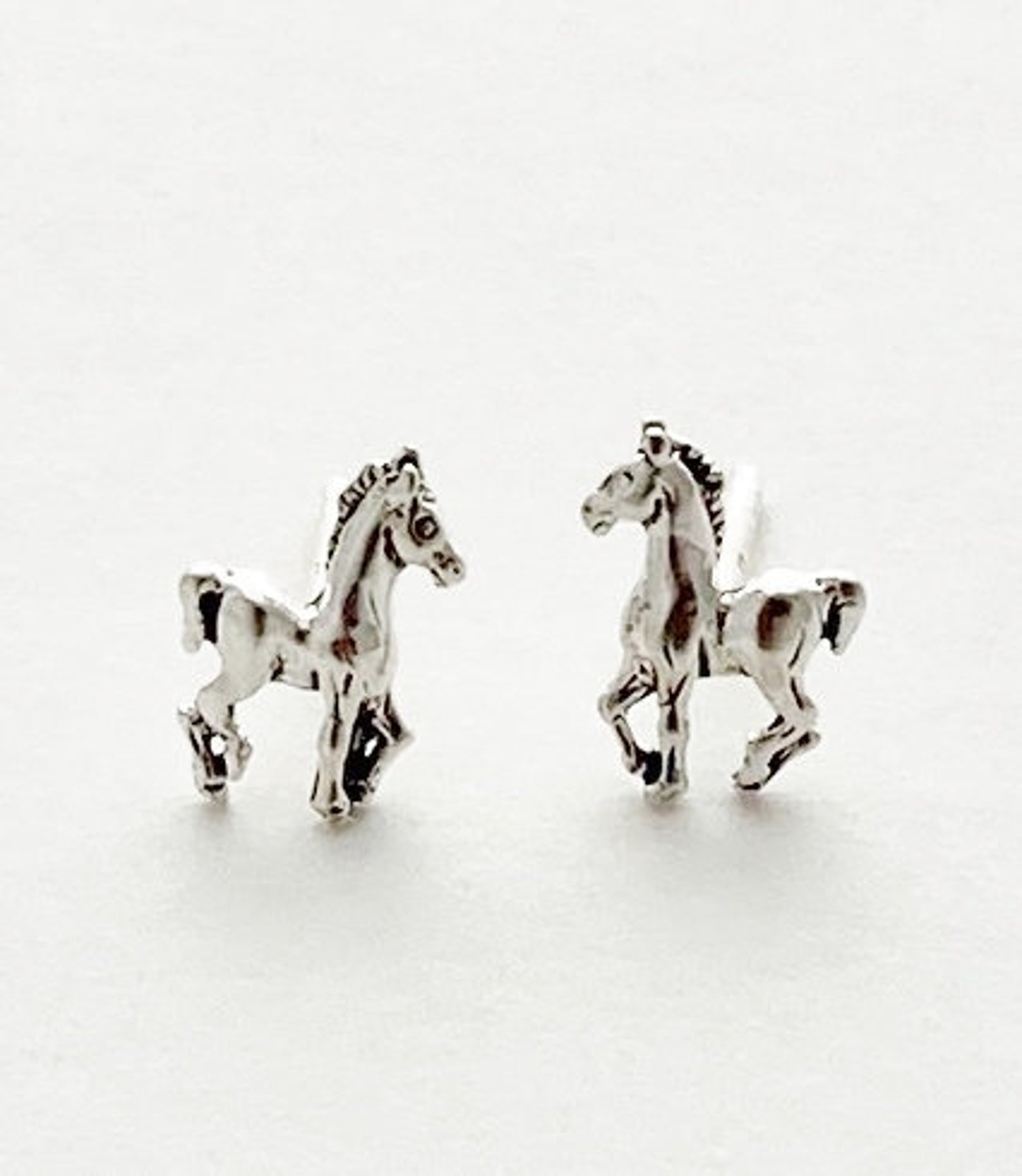 Horse Stud Earrings Sterling Silver PONIES Etsy