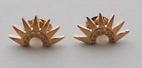 Orecchini A Cerchio Sole Vintage – Modello Aperto A Raggi, Colore Oro, Punk/Bohemien - 2
