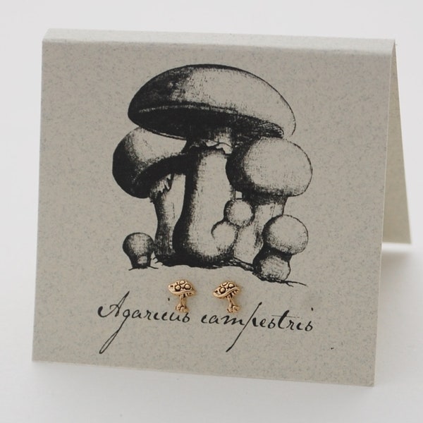 Mushroom Petite Stud  Earrings - 14k gold over sterling silver