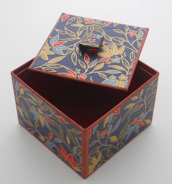 Vintage Japanese Handmade Jewelry Box - washi pap… - image 1