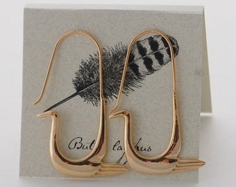 Freebird Crane Earrings - 14k gold over sterling silver