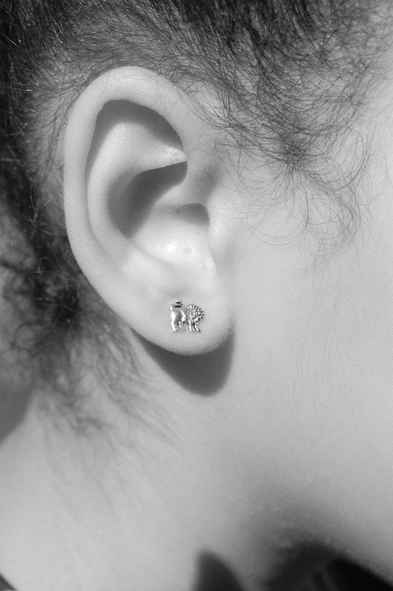 Lion Stud Earrings 14k gold over sterling silver