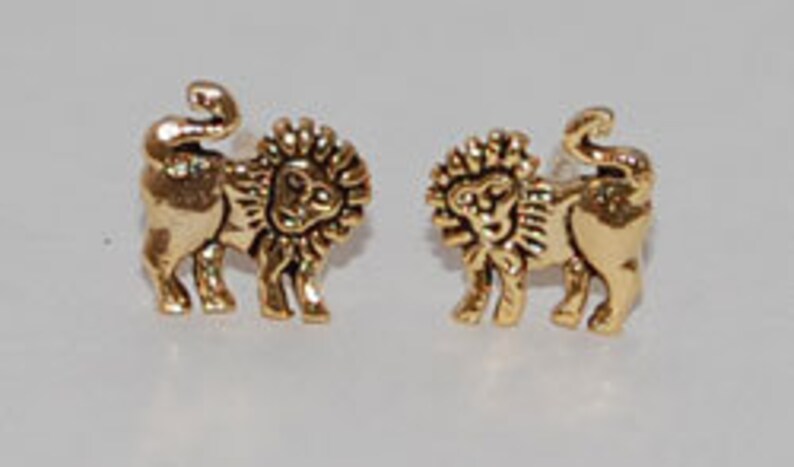 Lion Stud Earrings 14k gold over sterling silver