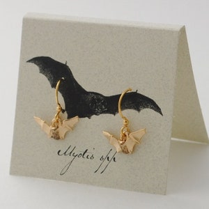 Bat Dangle Earrings - 14k gold plate