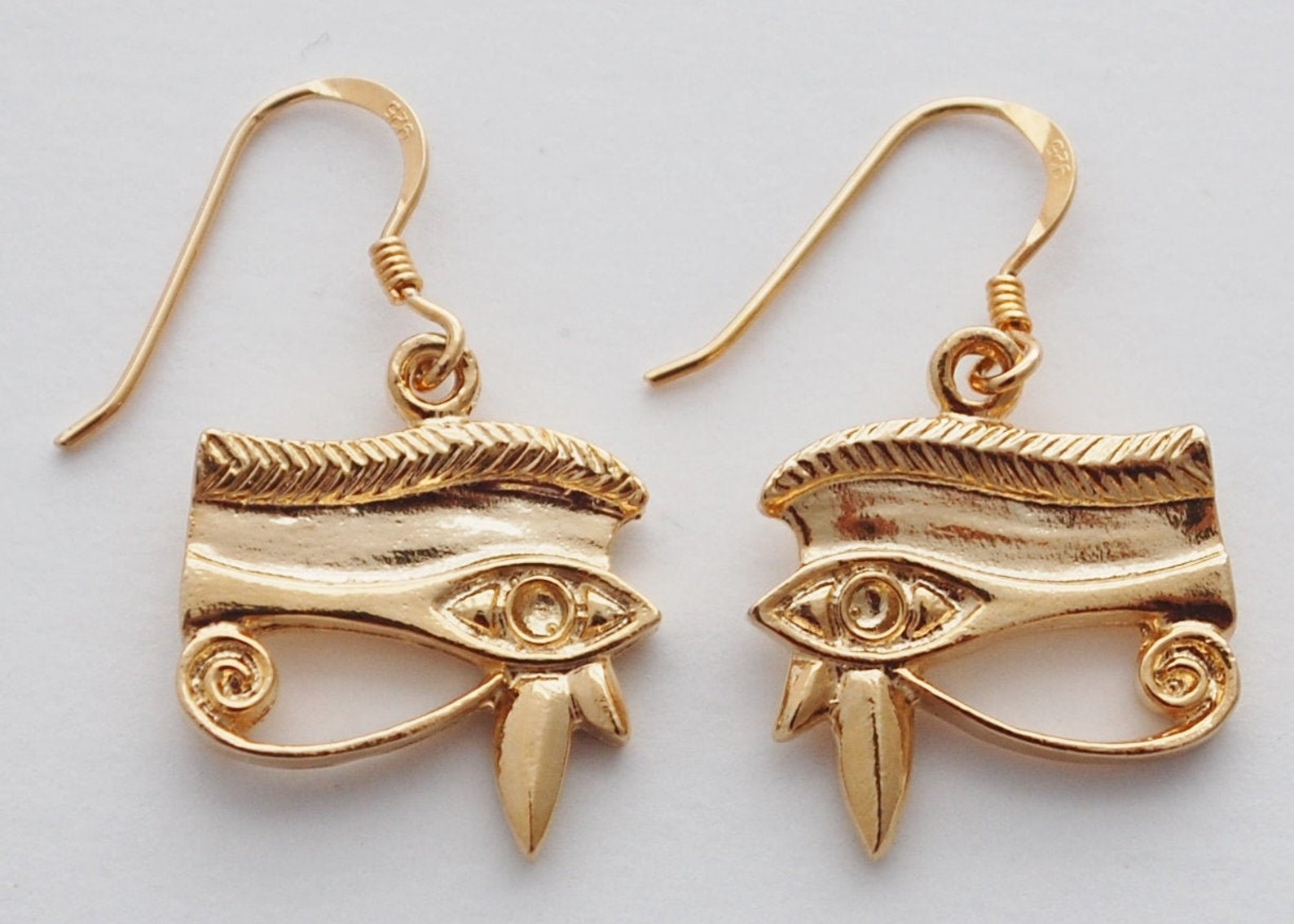 Eye of Horus Gold Dangle Earrings 14k Gold Plate Etsy