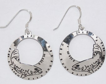 Salmon Hoop Earrings - silver "Let's go fishing" CATCH AND RELEASE :)