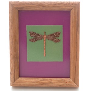 Copper Dragonfly Framed Art Piece
