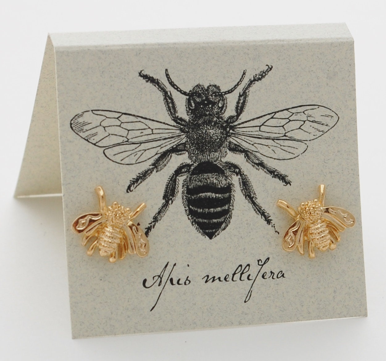 Bee Earrings (14k gold plate) Gold Bumblebee Posts