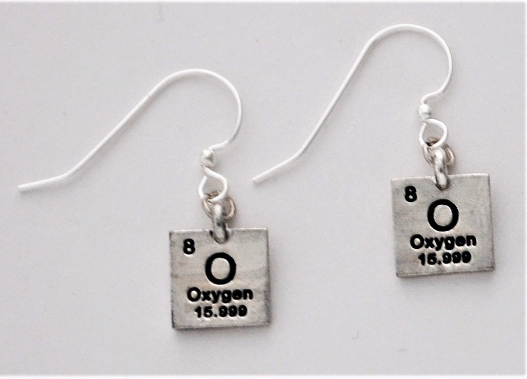 Dangle O2 Oxygen Chemistry Dangle Earrings - Sterling Plate - Etsy