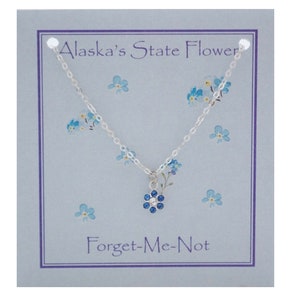 Alaska Forget-Me-Not Swarovski Crystal Flower Necklace - charm sterling silver sapphire Swarovski crystal