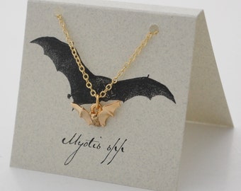 Bat Necklace (14k gold plate)