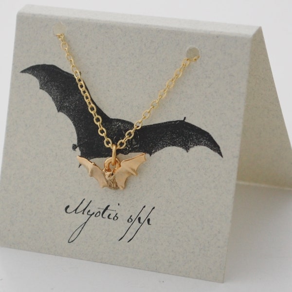 Bat Necklace (14k gold plate)