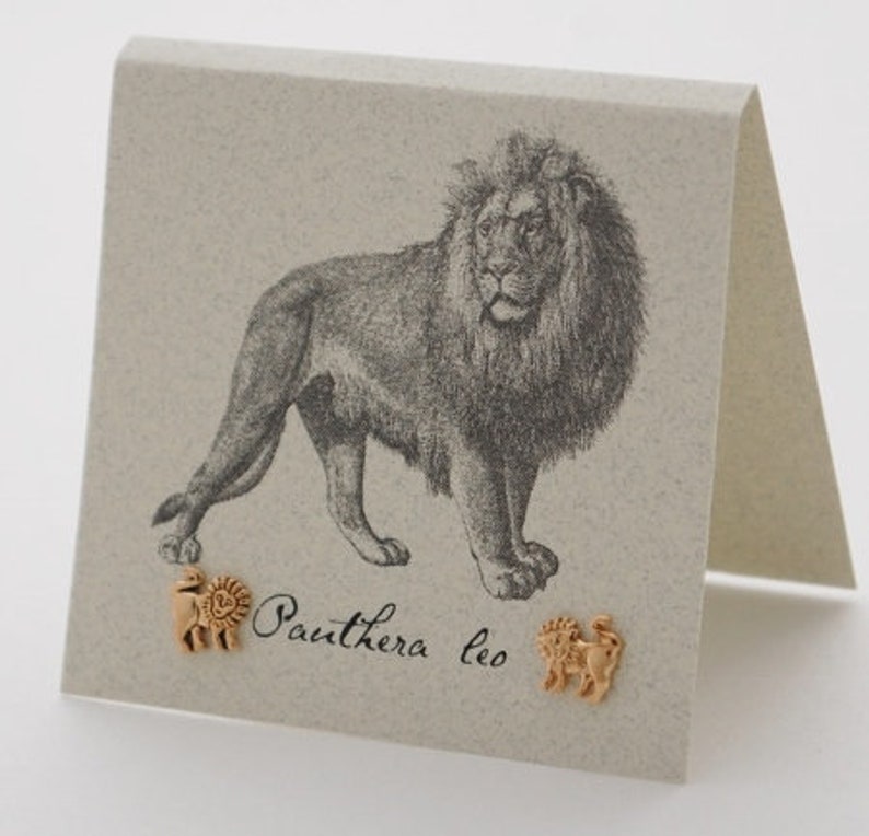 Lion Stud Earrings 14k gold over sterling silver