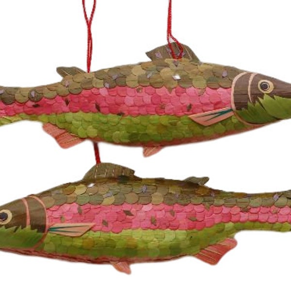 Vintage Red Salmon/Rainbow Trout Ornaments - TWO FISH!