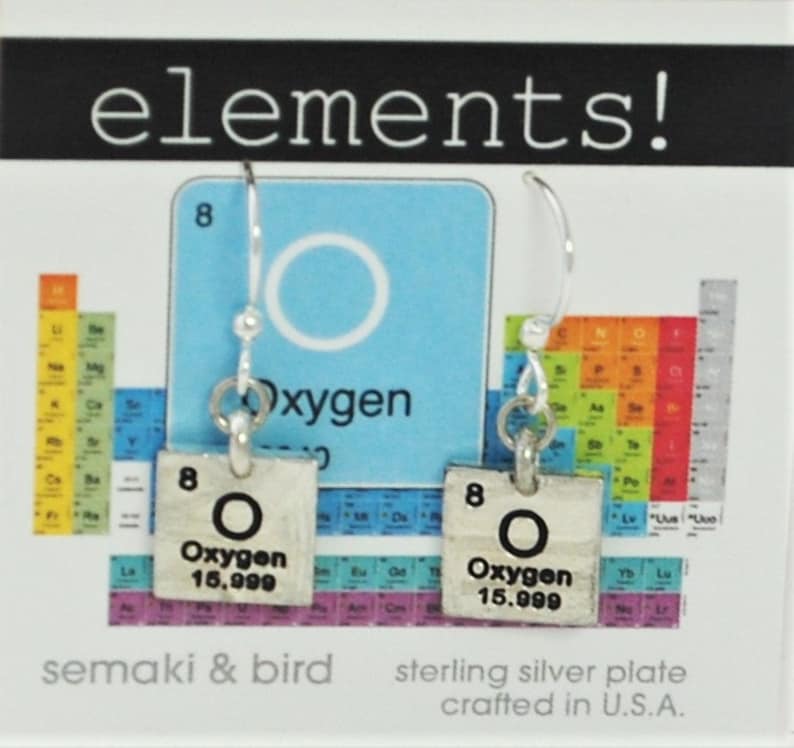 Dangle O2 Oxygen Chemistry Dangle Earrings - Sterling Plate - Etsy