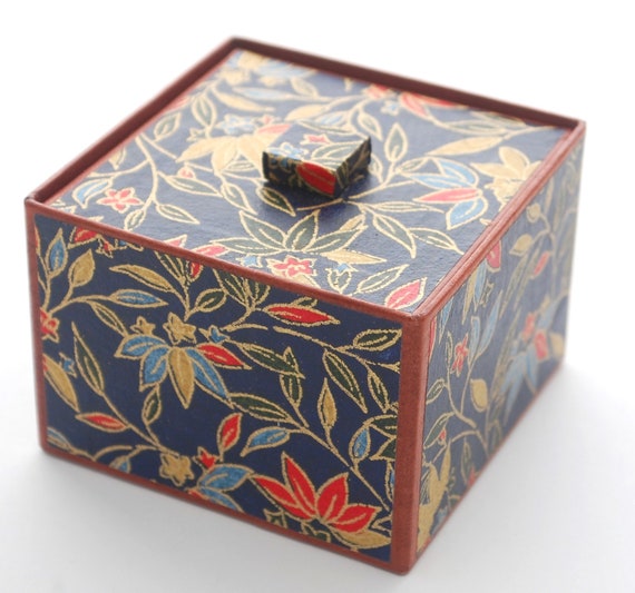 Vintage Japanese Handmade Jewelry Box - washi pap… - image 4