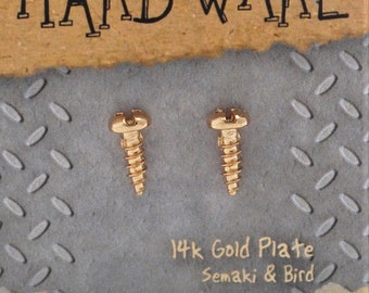 Gold Screw Stud Earrings - Hardware!