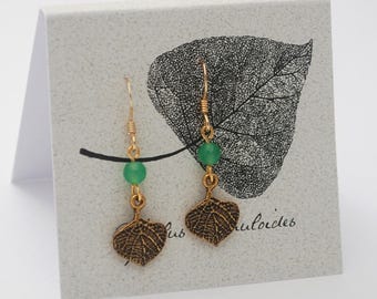 Aspen Leaves Dangle Earrings - gold