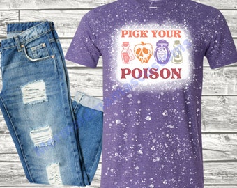 Choisissez votre t-shirt blanchi au poison, tshirt Disney, tshirt d’Halloween, tshirt blanchi, tshirt disney méchant