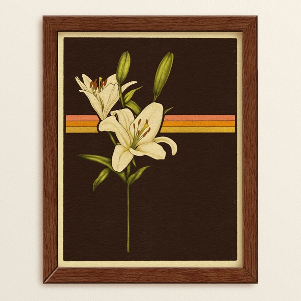 Retro Lily ⋆ Art Print ⋆ Vintage Inspired Art ⋆ Boho Art Print ⋆ Plant Art